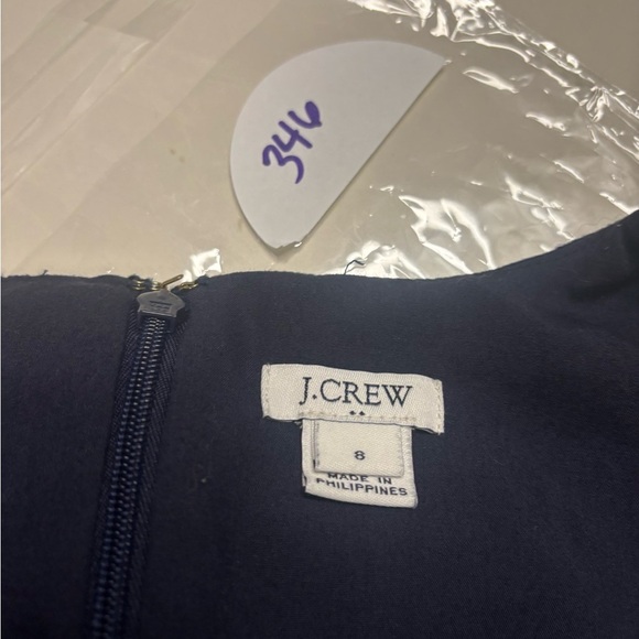 J Crew Navy Blue Eyelet Style V-Neck Dress Size 8 Long Sleeve Mini 100% Cotton - Picture 7 of 7